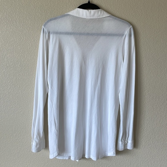 Eileen Fisher Organic Cotton Button Up Blouse Top W’s M White Basic Essential - Picture 6 of 14